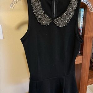 Soprano Black Top with Embellished Collar